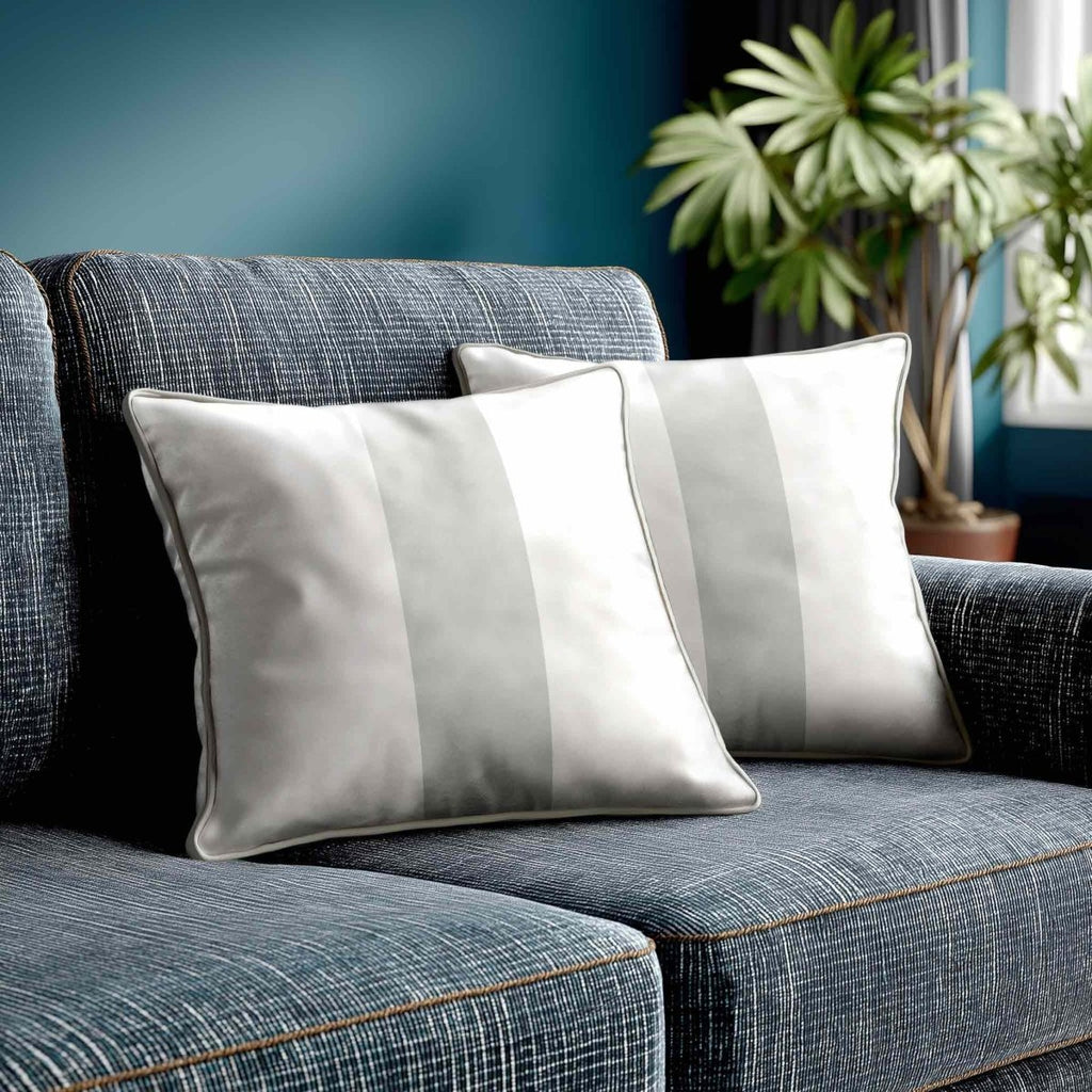 1 Stripe | Sustainable Velvet Cushion with Piping - Storm Grey 40 x 40 cm by Izabela Peters