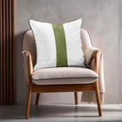 1 Stripe | Sustainable Velvet Cushion with Piping - Sage 40 x 40 cm by Izabela Peters
