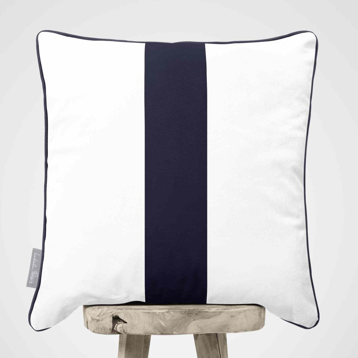 1 Stripe | Sustainable Velvet Cushion with Piping - Graphite 40 x 40 cm by Izabela Peters
