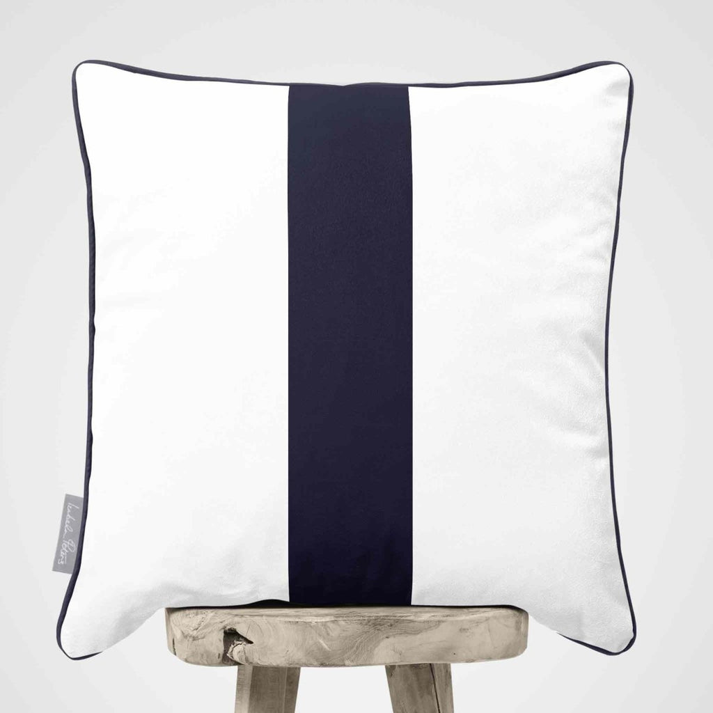 1 Stripe | Sustainable Velvet Cushion with Piping - Graphite 40 x 40 cm by Izabela Peters