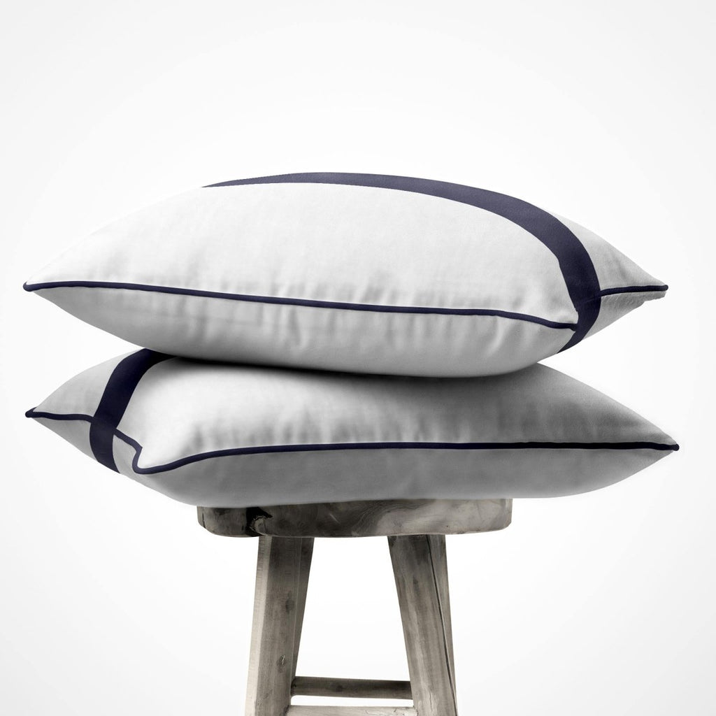 1 Stripe | Sustainable Velvet Cushion with Piping - Graphite 40 x 40 cm by Izabela Peters