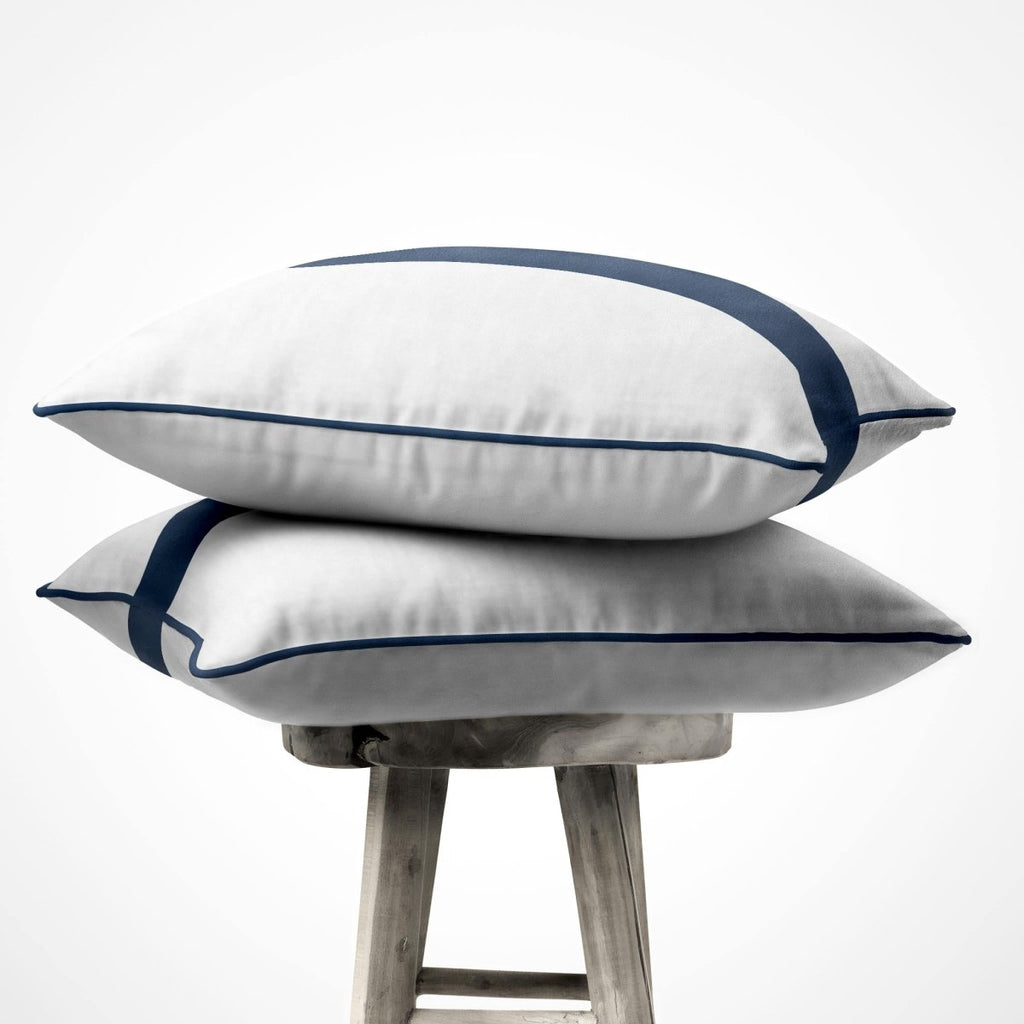1 Stripe | Sustainable Velvet Cushion with Piping - Petrol Blue 40 x 40 cm by Izabela Peters