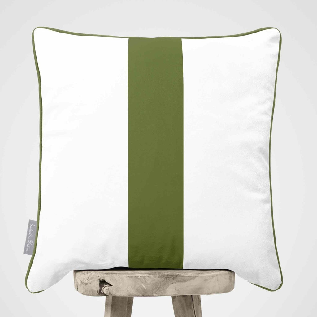 1 Stripe | Sustainable Velvet Cushion with Piping - Sage 40 x 40 cm by Izabela Peters