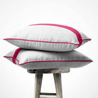 1 Stripe | Sustainable Velvet Cushion with Piping - Hot Pink 40 x 40 cm by Izabela Peters