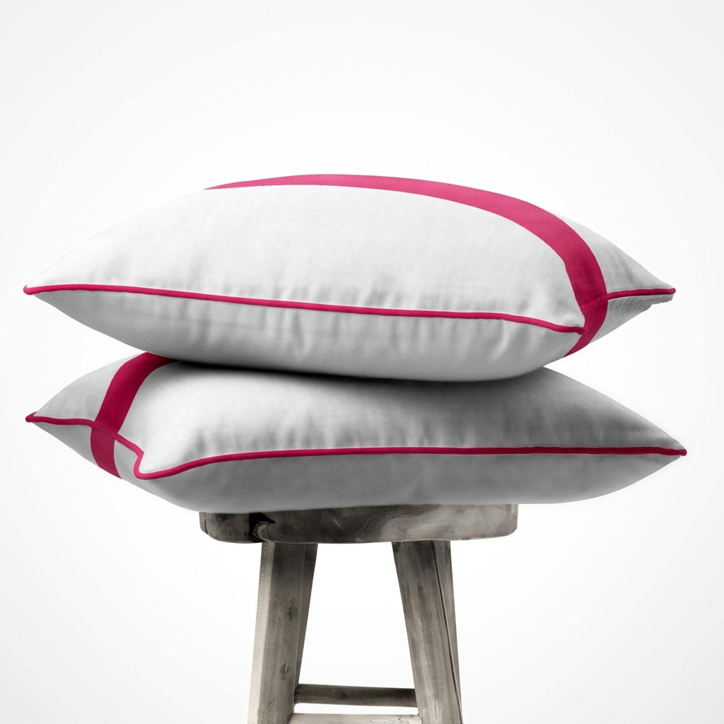 1 Stripe | Sustainable Velvet Cushion with Piping - Hot Pink 40 x 40 cm by Izabela Peters