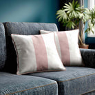 1 Stripe | Sustainable Velvet Cushion with Piping - Rosewater 40 x 40 cm by Izabela Peters