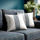 1 Stripe | Sustainable Velvet Cushion with Piping - French Grey 40 x 40 cm by Izabela Peters