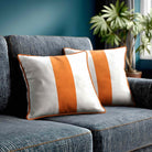 1 Stripe | Sustainable Velvet Cushion with Piping - Burnt Orange 40 x 40 cm by Izabela Peters