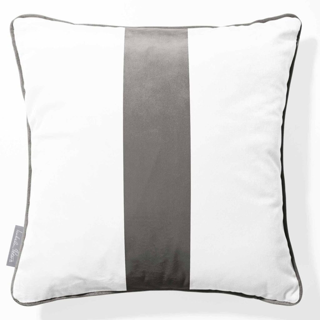 1 Stripe | Sustainable Velvet Cushion with Piping - Beluga 40 x 40 cm by Izabela Peters