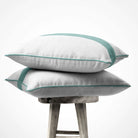 1 Stripe | Sustainable Velvet Cushion with Piping - Blue Surf 40 x 40 cm by Izabela Peters