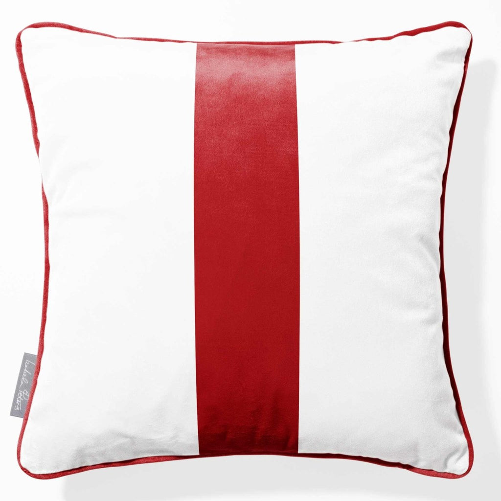 1 Stripe | Sustainable Velvet Cushion with Piping - Crimson Muse 40 x 40 cm by Izabela Peters
