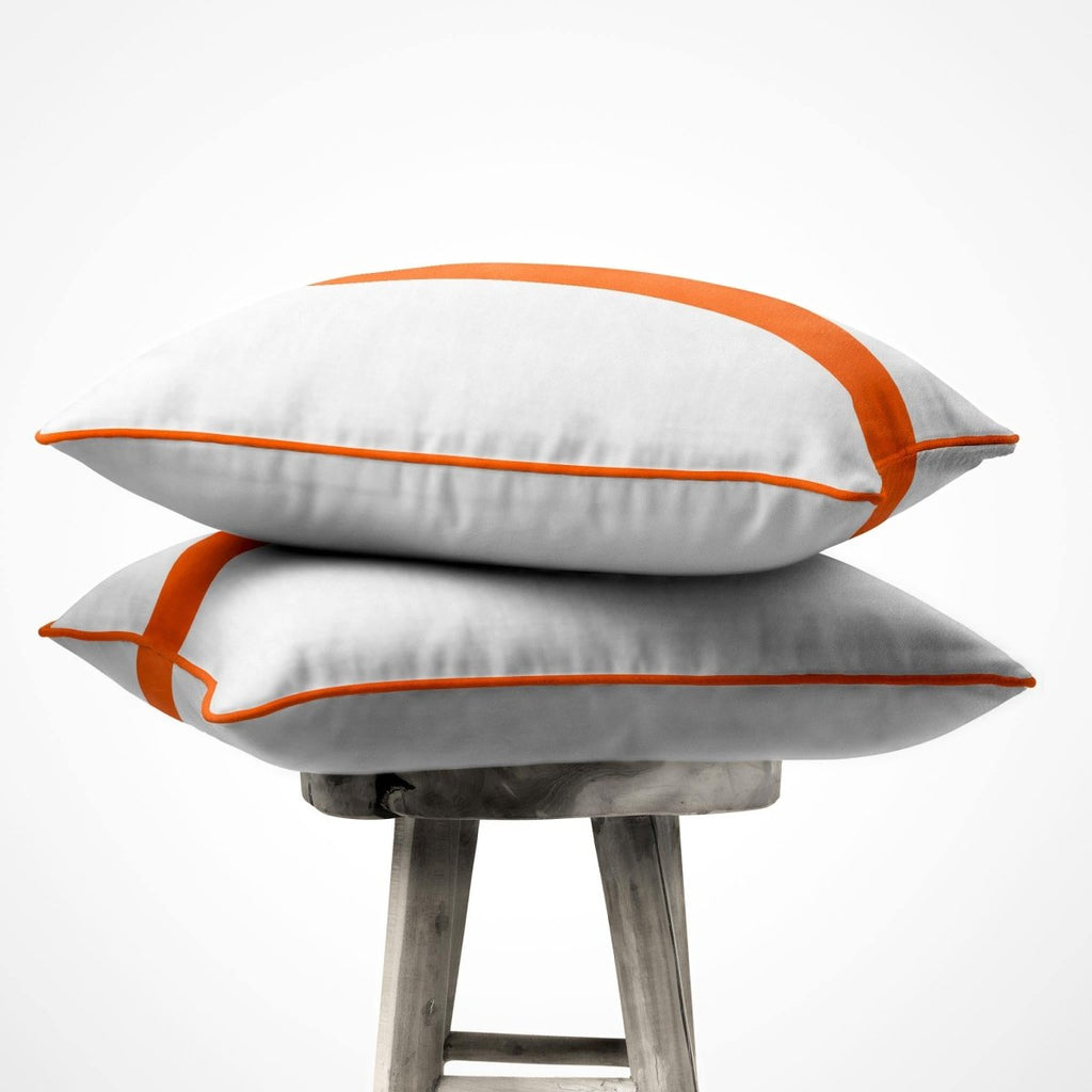 1 Stripe | Sustainable Velvet Cushion with Piping - Burnt Orange 40 x 40 cm by Izabela Peters