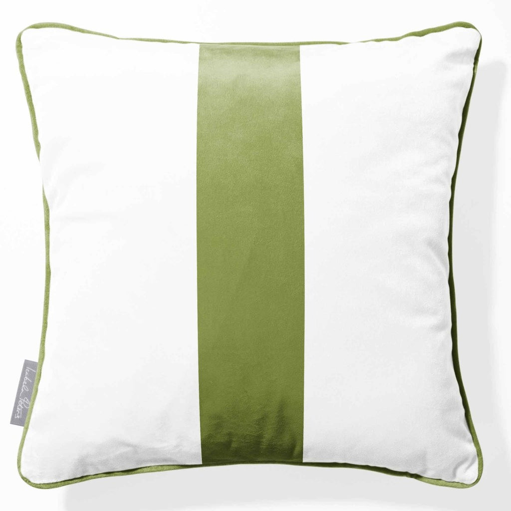 1 Stripe | Sustainable Velvet Cushion with Piping - Sage 40 x 40 cm by Izabela Peters
