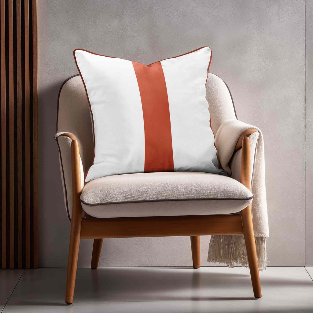 1 Stripe | Sustainable Velvet Cushion with Piping - Burnt Ochre 40 x 40 cm by Izabela Peters