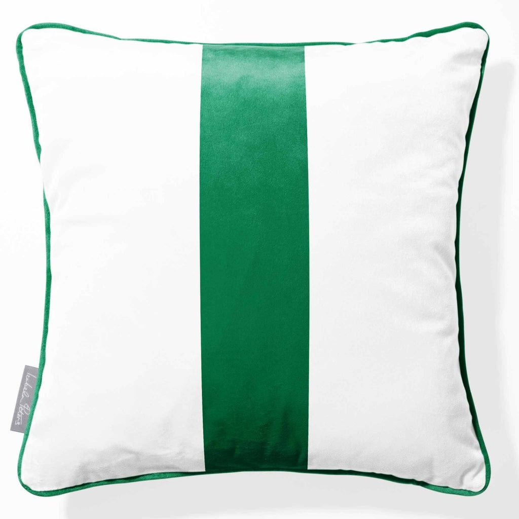 1 Stripe | Sustainable Velvet Cushion with Piping - Emerald Green 40 x 40 cm by Izabela Peters