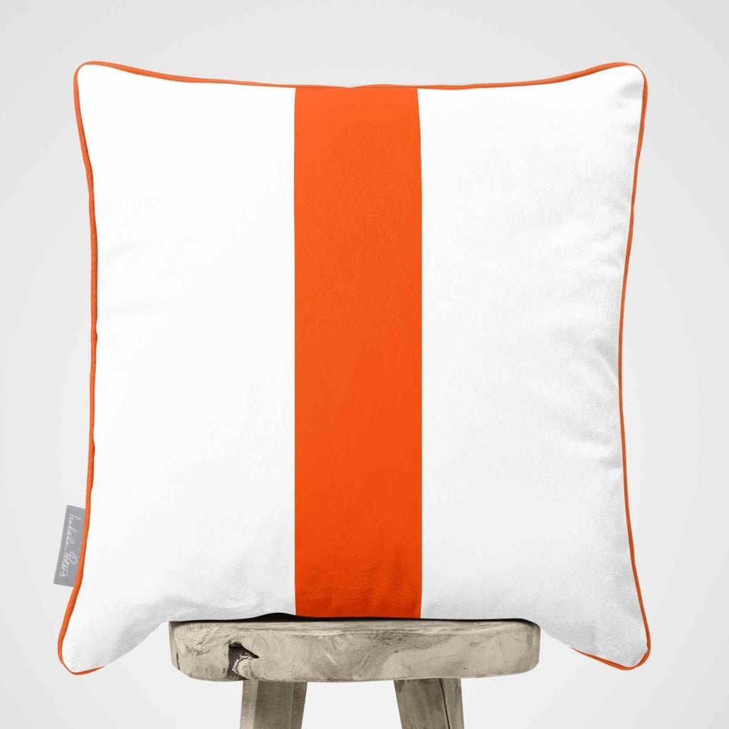 1 Stripe | Sustainable Velvet Cushion with Piping - Burnt Orange 40 x 40 cm by Izabela Peters