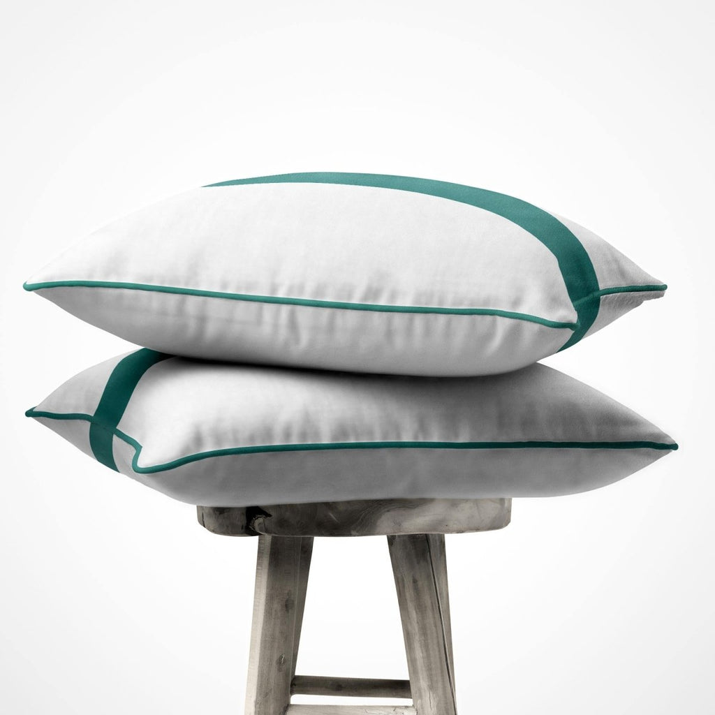 1 Stripe | Sustainable Velvet Cushion with Piping - Forest Biome 40 x 40 cm by Izabela Peters