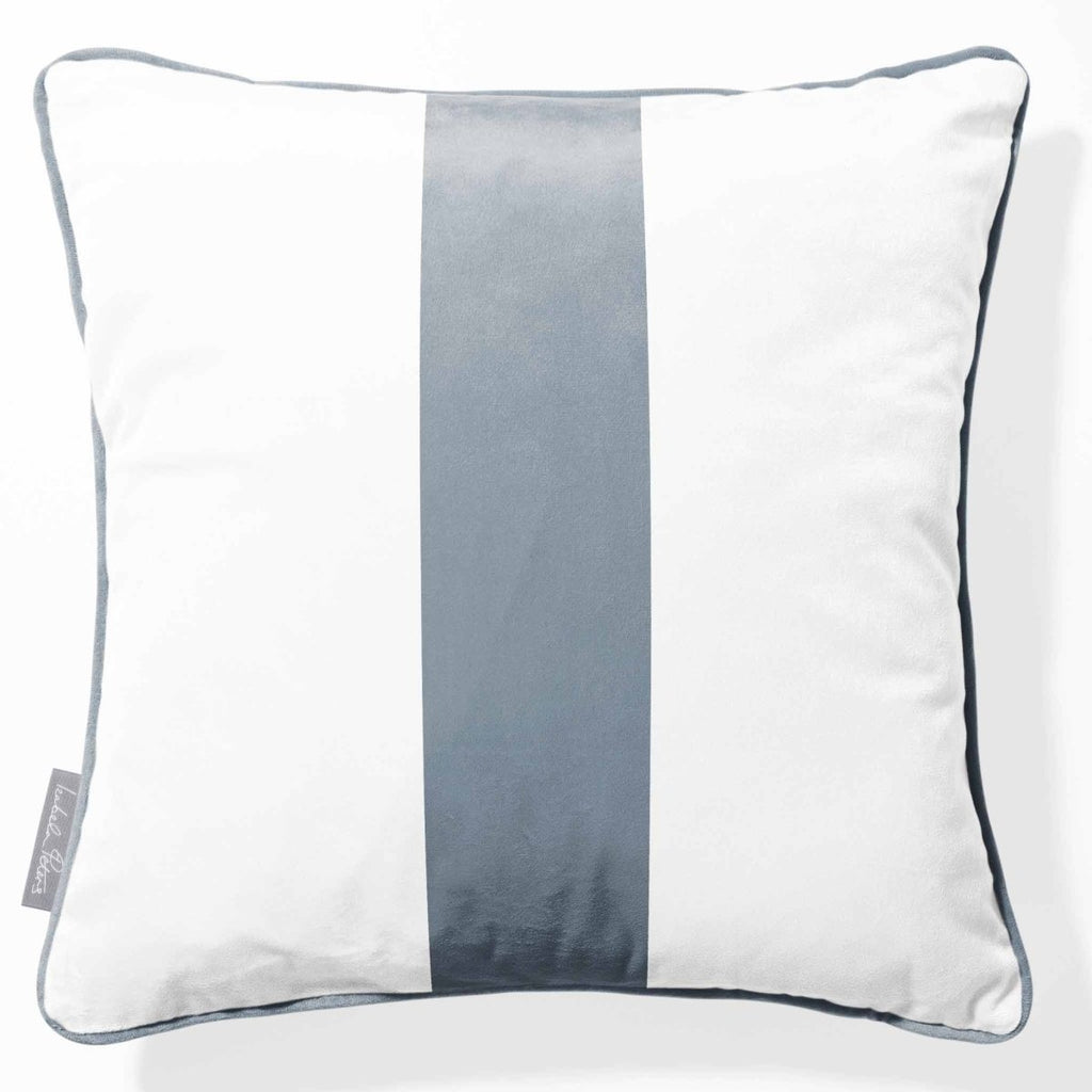 1 Stripe | Sustainable Velvet Cushion with Piping - French Grey 40 x 40 cm by Izabela Peters