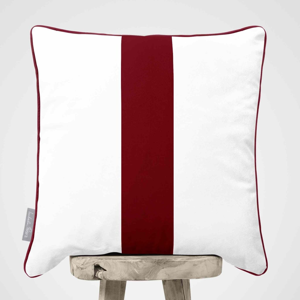 1 Stripe | Sustainable Velvet Cushion with Piping - Raspberry Red 40 x 40 cm by Izabela Peters