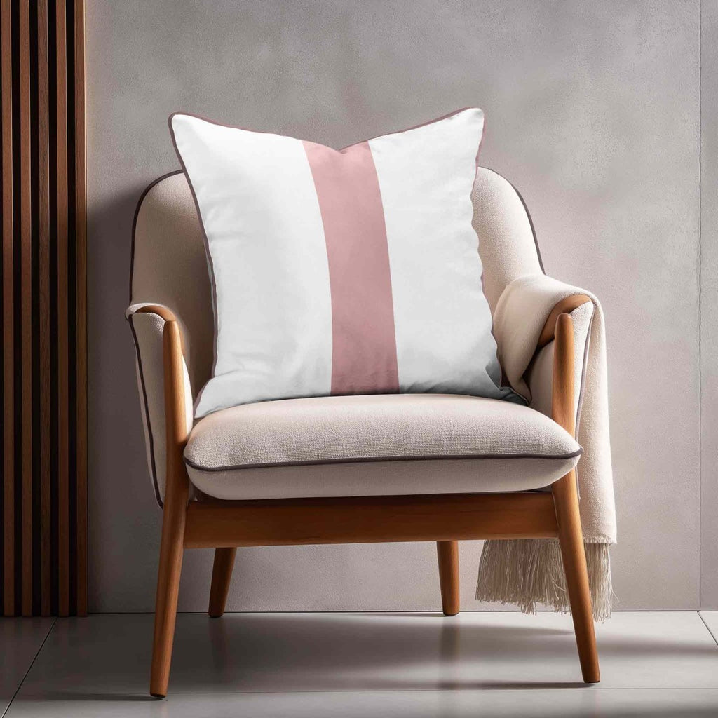 1 Stripe | Sustainable Velvet Cushion with Piping - Rosewater 40 x 40 cm by Izabela Peters