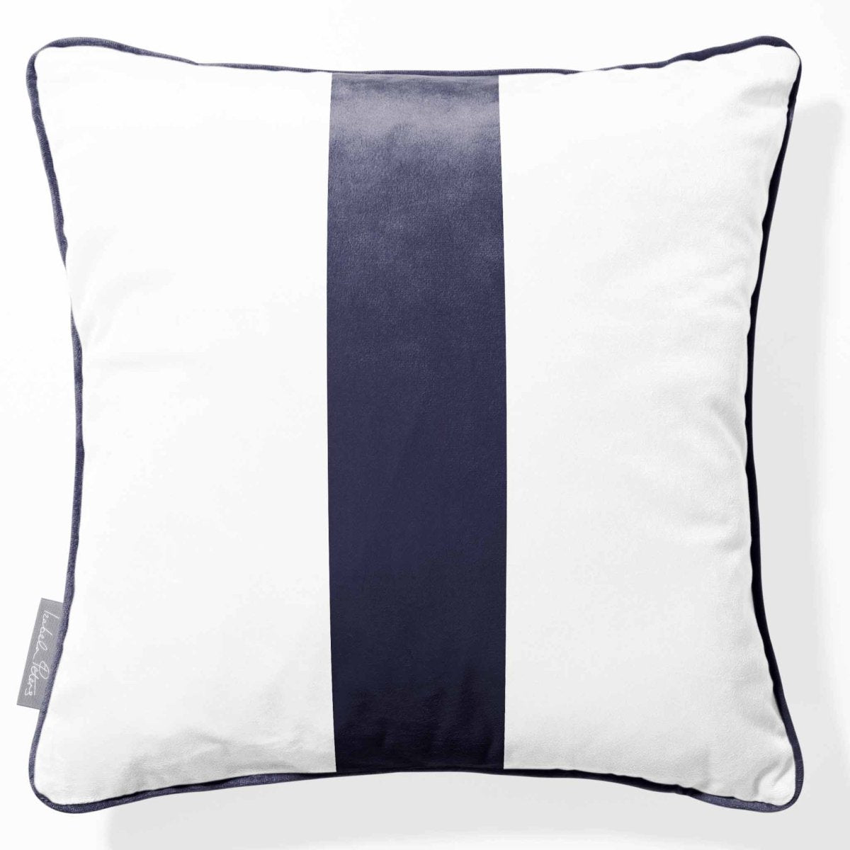 1 Stripe | Sustainable Velvet Cushion with Piping - Graphite 40 x 40 cm by Izabela Peters
