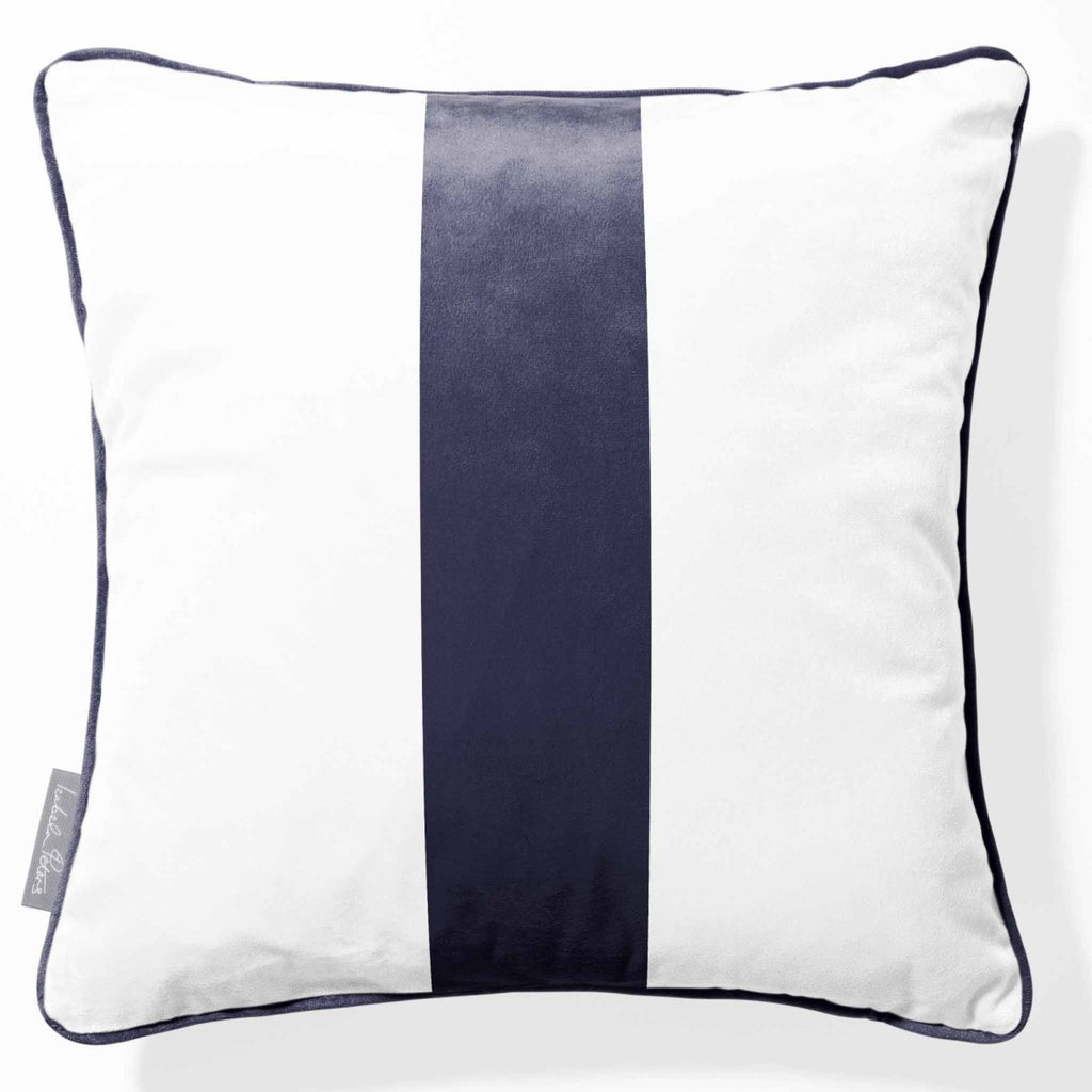 1 Stripe | Sustainable Velvet Cushion with Piping - Graphite 40 x 40 cm by Izabela Peters