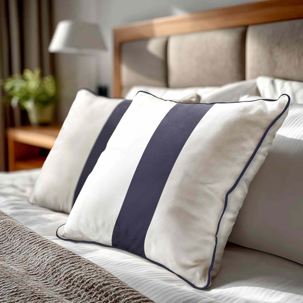 1 Stripe | Sustainable Velvet Cushion with Piping - Graphite 40 x 40 cm by Izabela Peters