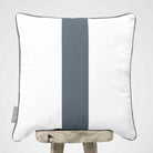 1 Stripe | Sustainable Velvet Cushion with Piping - French Grey 40 x 40 cm by Izabela Peters
