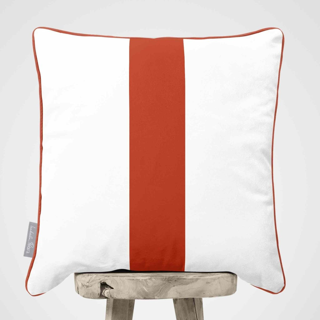 1 Stripe | Sustainable Velvet Cushion with Piping - Burnt Ochre 40 x 40 cm by Izabela Peters