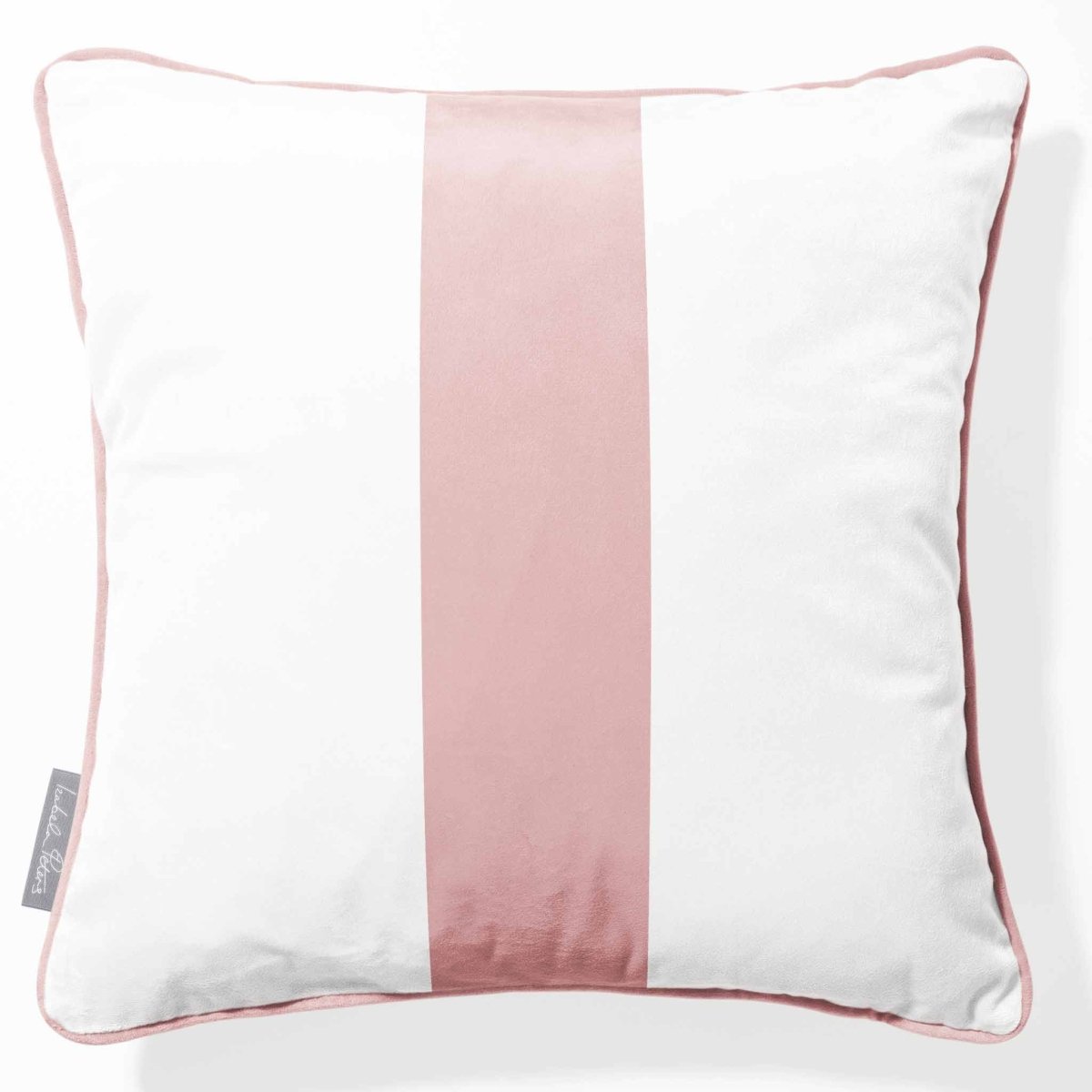 1 Stripe | Sustainable Velvet Cushion with Piping - Rosewater 40 x 40 cm by Izabela Peters