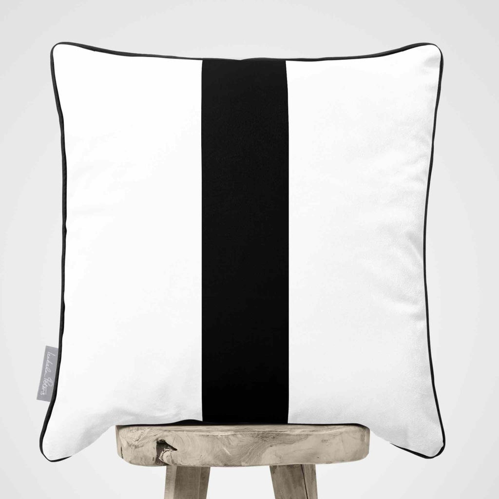 1 Stripe | Sustainable Velvet Cushion with Piping - Charcoal 40 x 40 cm by Izabela Peters