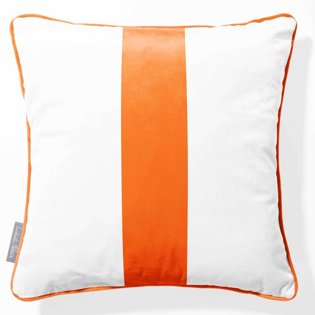 1 Stripe | Sustainable Velvet Cushion with Piping - Burnt Orange 40 x 40 cm by Izabela Peters