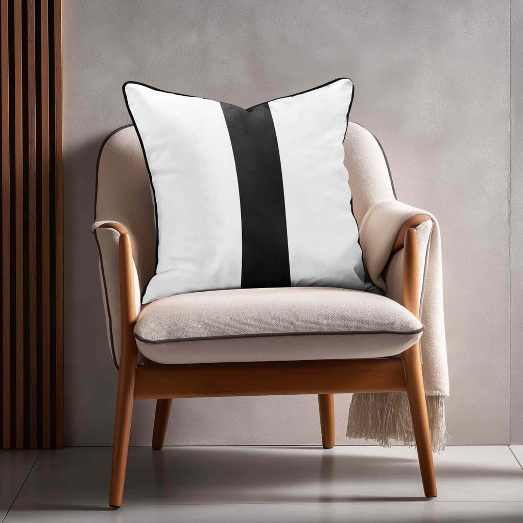 1 Stripe | Sustainable Velvet Cushion with Piping - Charcoal 40 x 40 cm by Izabela Peters