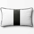 1 Stripe with Piping | Sustainable Velvet Rectangle Cushion - Charcoal 50 x 30 cm by Izabela Peters