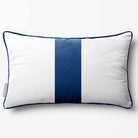 1 Stripe with Piping | Sustainable Velvet Rectangle Cushion - Petrol Blue 50 x 30 cm by Izabela Peters