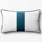 1 Stripe with Piping | Sustainable Velvet Rectangle Cushion - Teal 50 x 30 cm by Izabela Peters