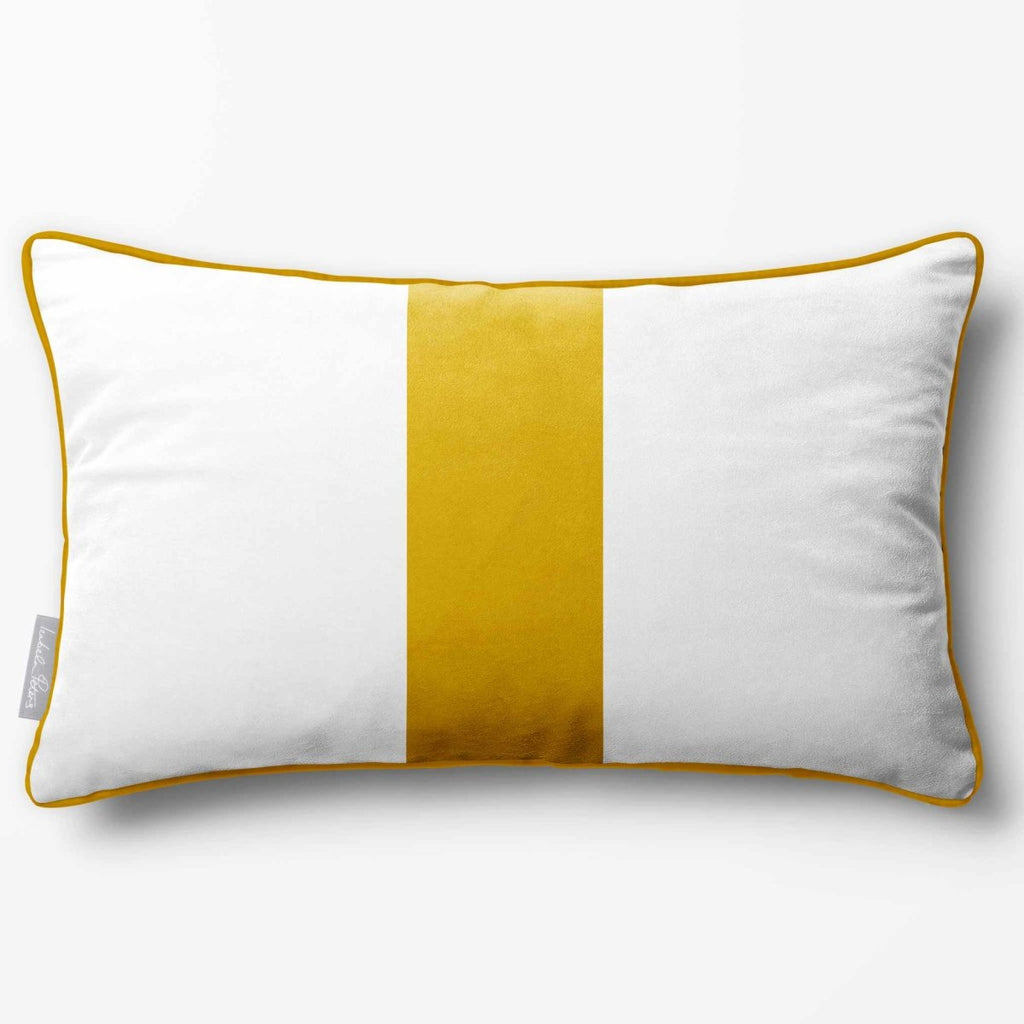 1 Stripe with Piping | Sustainable Velvet Rectangle Cushion - Mustard Ochre 50 x 30 cm by Izabela Peters