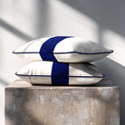 1 Stripe with Piping | Sustainable Velvet Rectangle Cushion - Midnight 50 x 30 cm by Izabela Peters