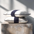 1 Stripe with Piping | Sustainable Velvet Rectangle Cushion - Graphite 50 x 30 cm by Izabela Peters