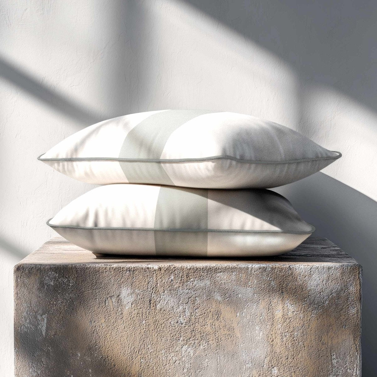 1 Stripe with Piping | Sustainable Velvet Rectangle Cushion - Storm Grey 50 x 30 cm by Izabela Peters