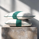 1 Stripe with Piping | Sustainable Velvet Rectangle Cushion - Forest Biome 50 x 30 cm by Izabela Peters
