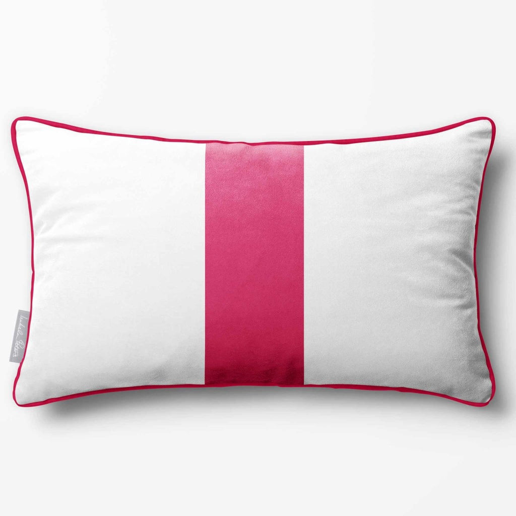 1 Stripe with Piping | Sustainable Velvet Rectangle Cushion - Hot Pink 50 x 30 cm by Izabela Peters