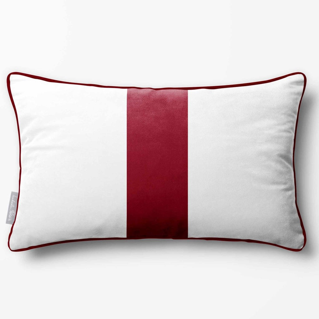 1 Stripe with Piping | Sustainable Velvet Rectangle Cushion - Raspberry Red 50 x 30 cm by Izabela Peters