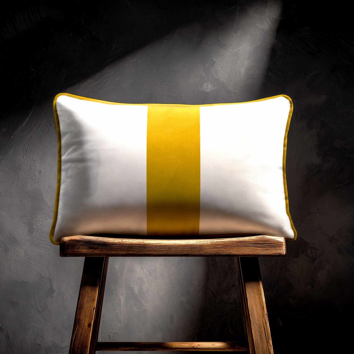 1 Stripe with Piping | Sustainable Velvet Rectangle Cushion - Mustard Ochre 50 x 30 cm by Izabela Peters