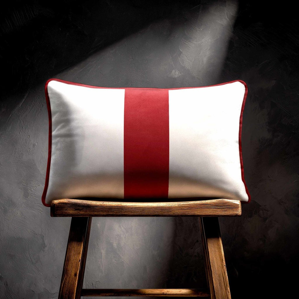 1 Stripe with Piping | Sustainable Velvet Rectangle Cushion - Crimson Muse 50 x 30 cm by Izabela Peters