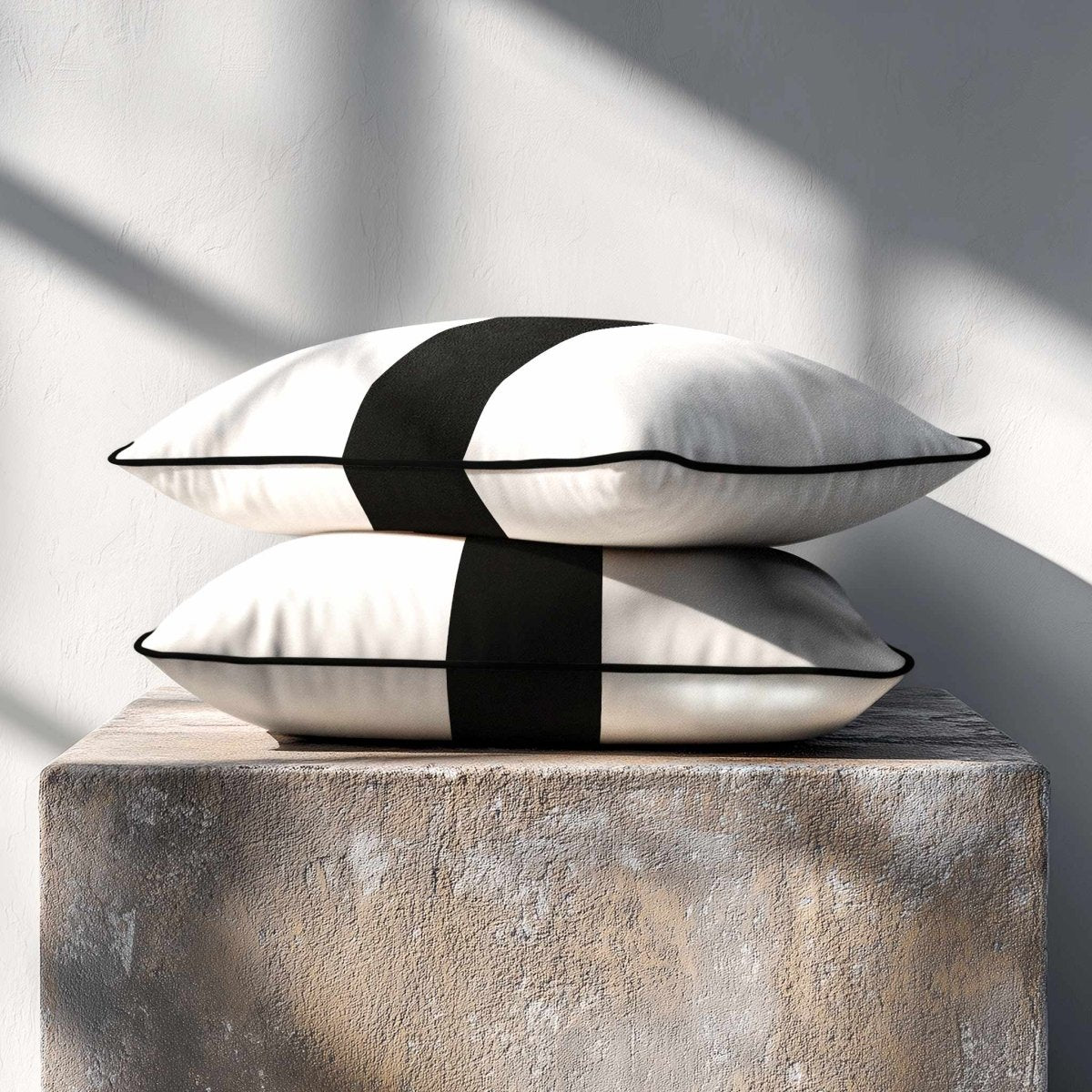 1 Stripe with Piping | Sustainable Velvet Rectangle Cushion - Charcoal 50 x 30 cm by Izabela Peters