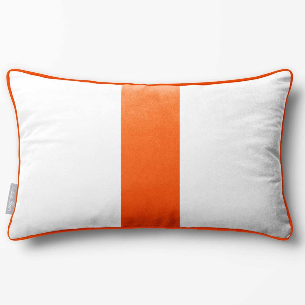 1 Stripe with Piping | Sustainable Velvet Rectangle Cushion - Burnt Ochre 50 x 30 cm by Izabela Peters