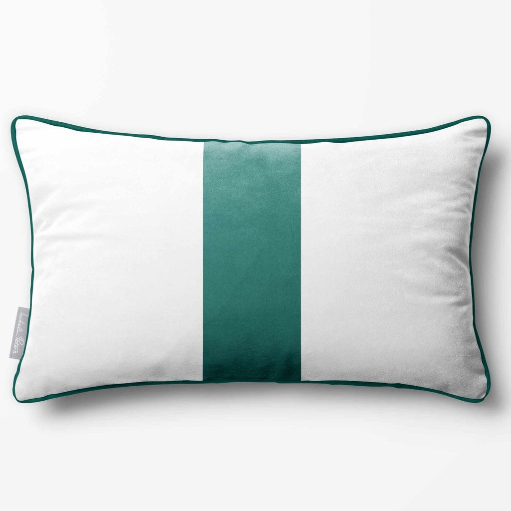 1 Stripe with Piping | Sustainable Velvet Rectangle Cushion - Forest Biome 50 x 30 cm by Izabela Peters