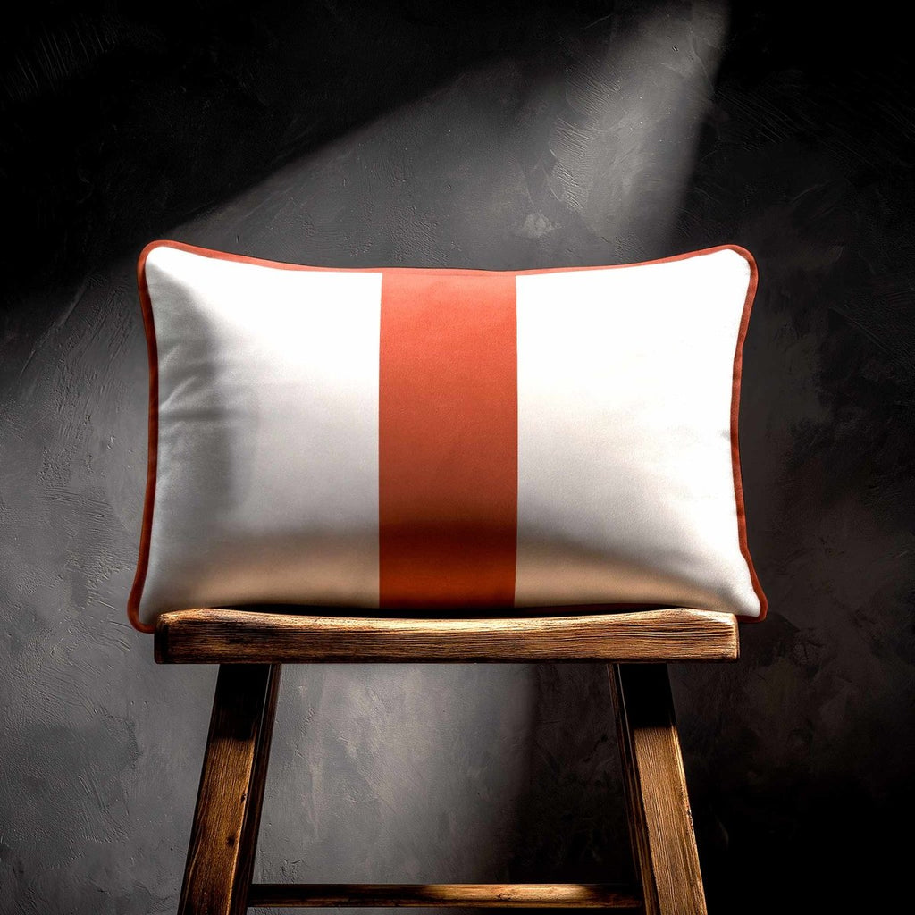 1 Stripe with Piping | Sustainable Velvet Rectangle Cushion - Burnt Ochre 50 x 30 cm by Izabela Peters