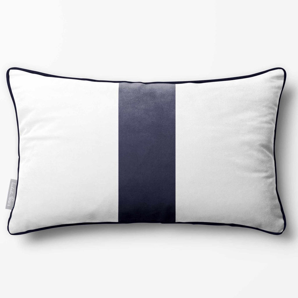 1 Stripe with Piping | Sustainable Velvet Rectangle Cushion - Graphite 50 x 30 cm by Izabela Peters